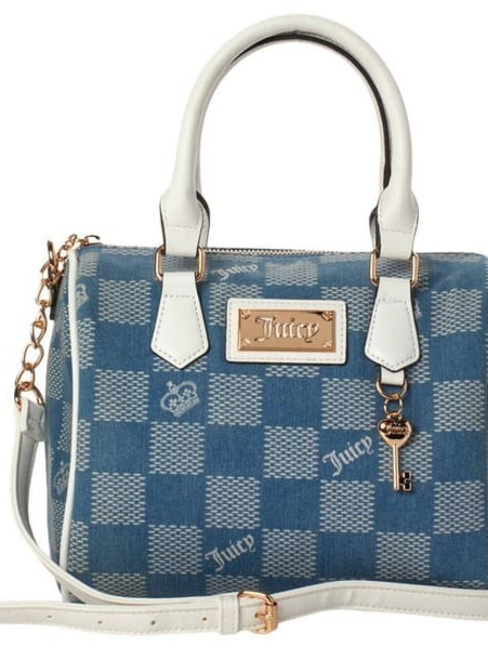 Juicy Couture Blue Checker Satchel with White Trim